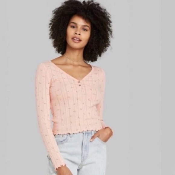 wild fable Tops - NWT Wild Fable Pink Floral Baby Doll Top
